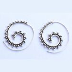 Handcrafted Oxidized Silver Spiral Hoop Earrings