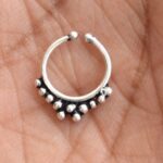 Oxidized Silver Beaded Septum Nose Ring
