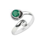 925 Sterling Silver Emerald Open Spiral Ring