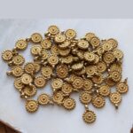 Golden Floral Round Metal Charms with Loop