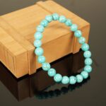 Turquoise Blue Round Bead Stretch Bracelet
