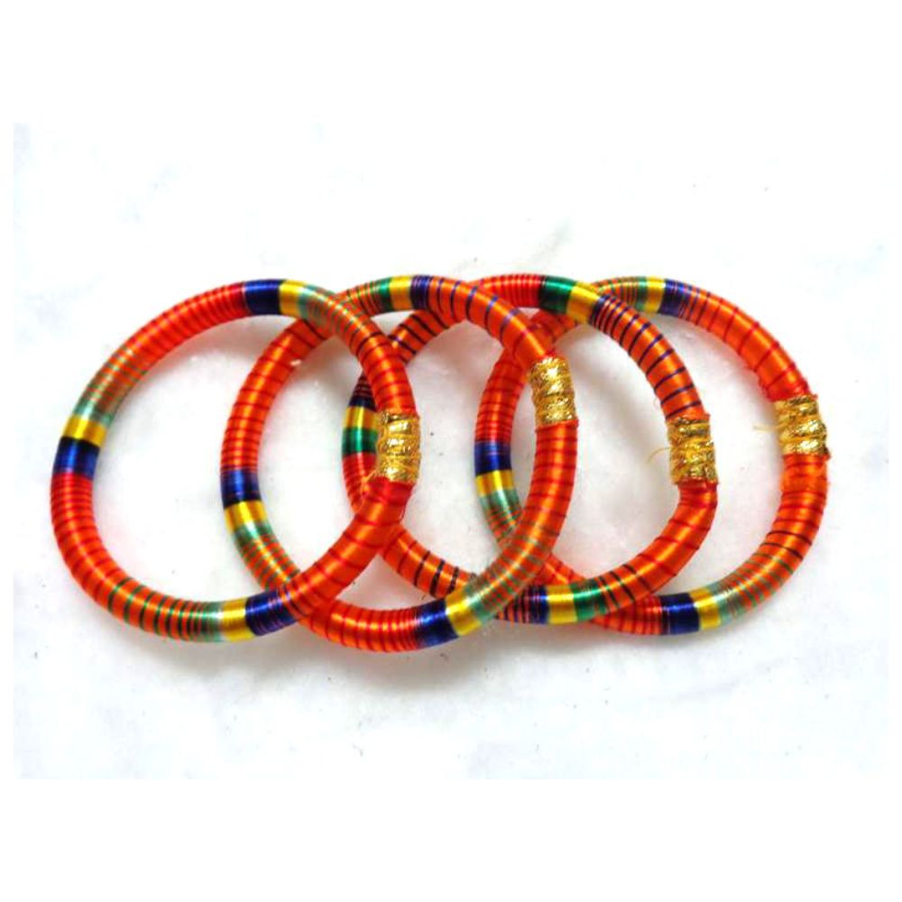 7 Traditional Multicolor Thread-Wrapped Bangle Set (Set of 4) - Image 1